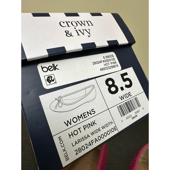 NWT Crown & Ivy Wide 8.5 Hot Pink Larissa Slip On Ballet Flat Shoe Work Office - Picture 11 of 13